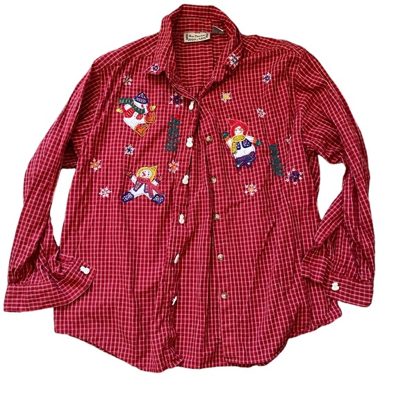 Tops | Vintage Plaid Christmas Button Up | Poshmark